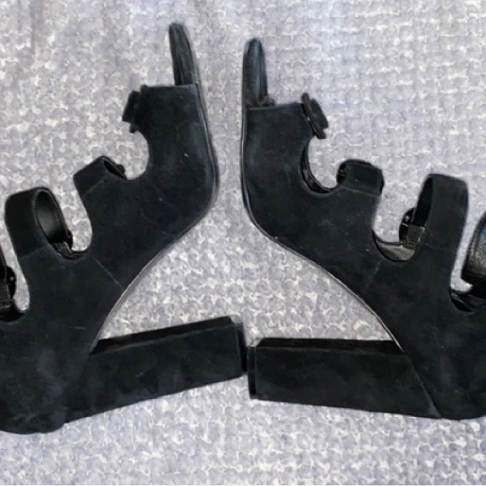 Kendall & Kylie Black Suede Heels With Buckle's
and Back Zip at Heel